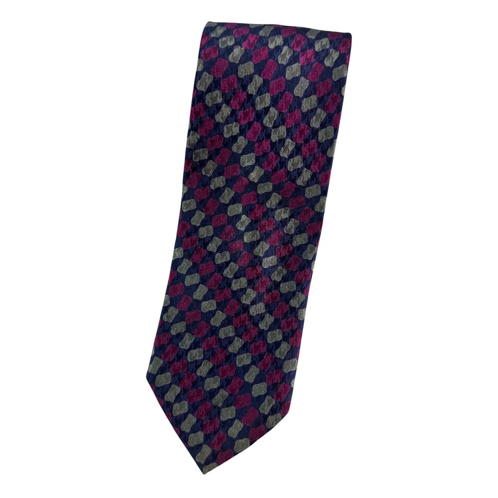 Caravaggio Mens Silk Tie Italy Purple Gray Olive Gold Abstract Designer